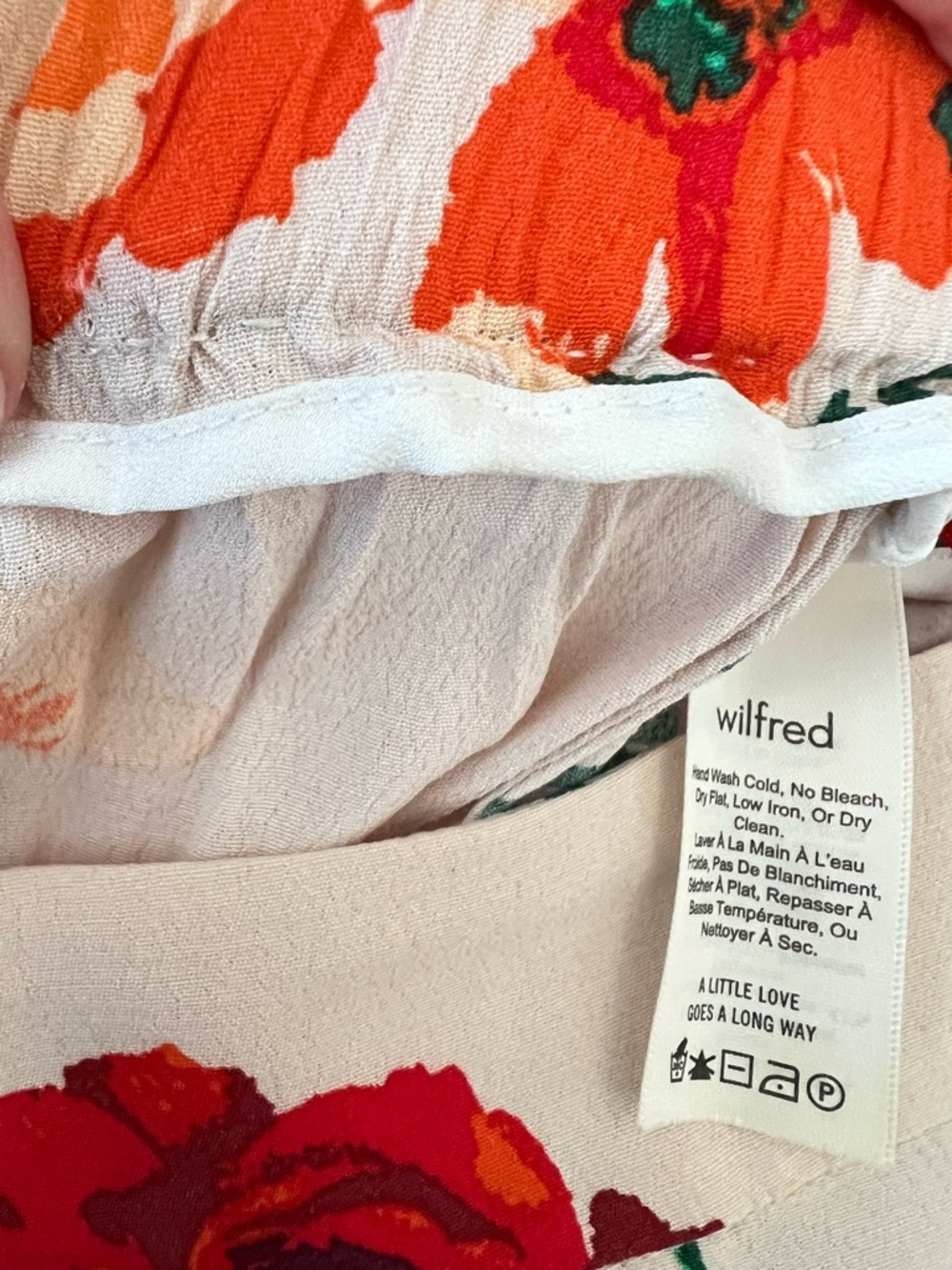 Wilfred Light Pink Floral Elastic-Waist Skirt with Orange & Green Accents - Picture 6 of 9